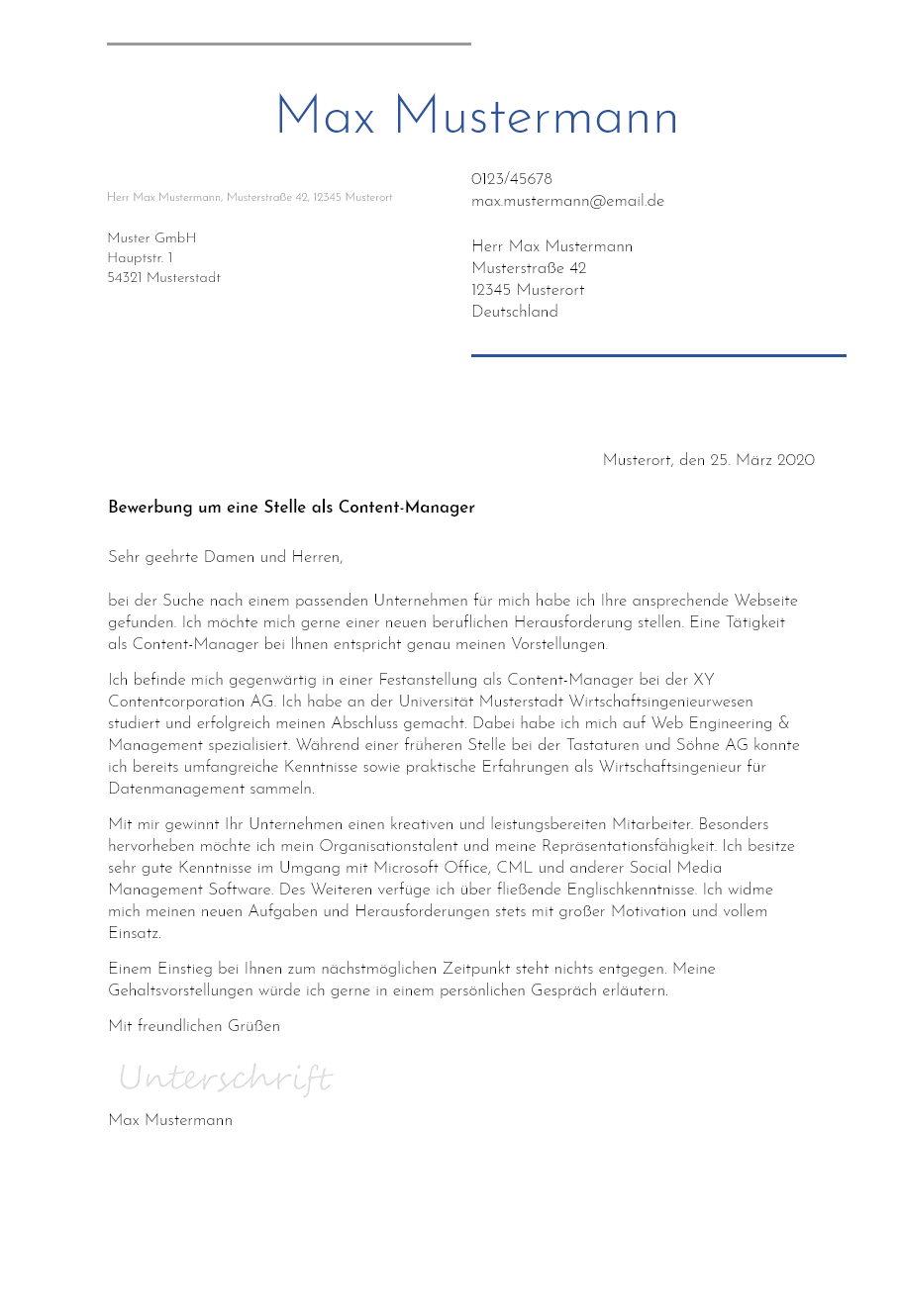 Anschreiben Content-Manager erstellen