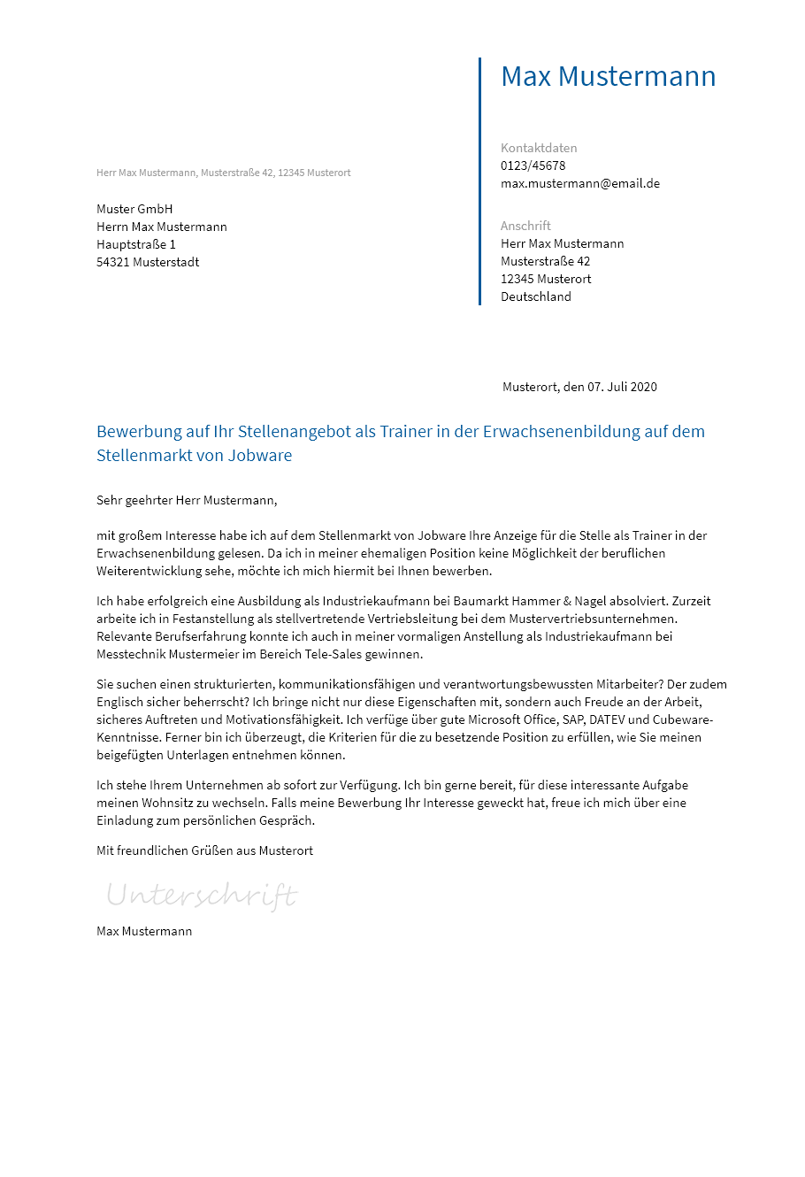 Anschreiben Trainer-In-Der-Erwachsenenbildung erstellen