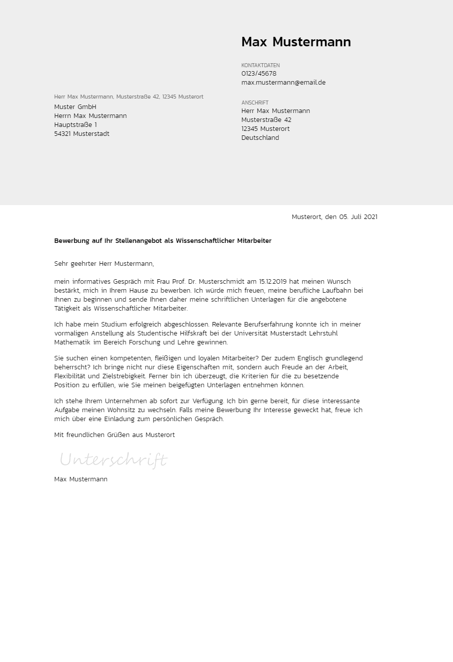 Anschreiben Umweltberater erstellen