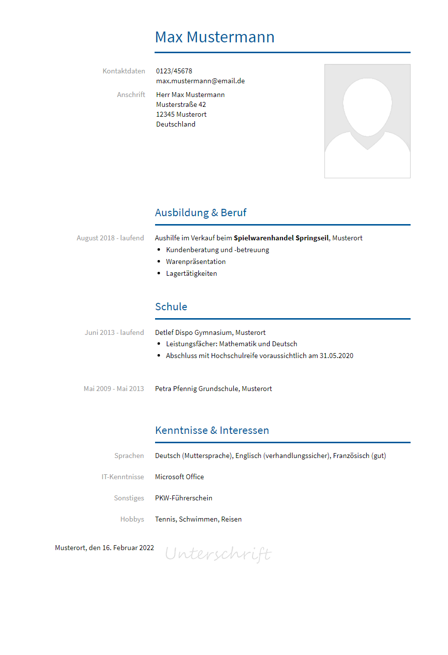 Lebenslauf Ausbildung-Bankkaufmann erstellen