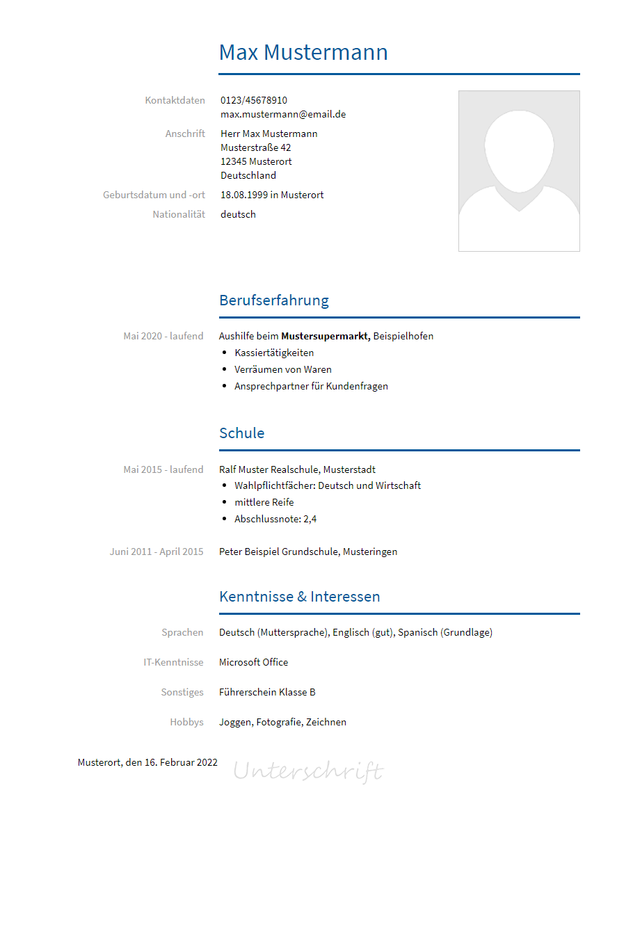 Lebenslauf Ausbildung-Drogist erstellen