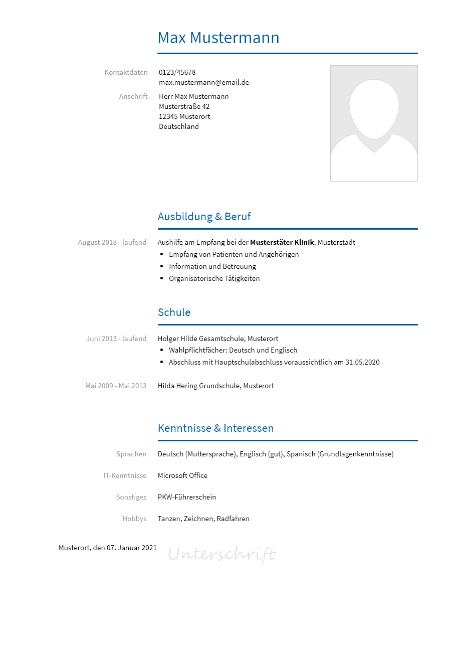 Lebenslauf Ausbildung-Pflegefachmann erstellen