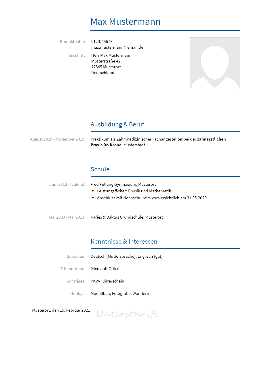 Lebenslauf Ausbildung-Zahntechniker erstellen