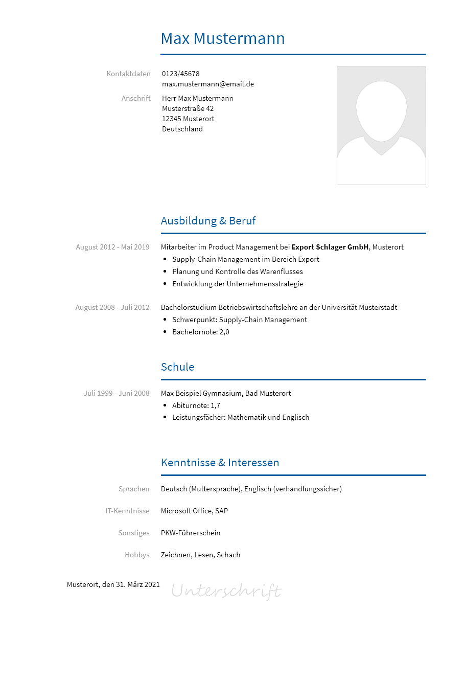 Lebenslauf Category-Manager erstellen