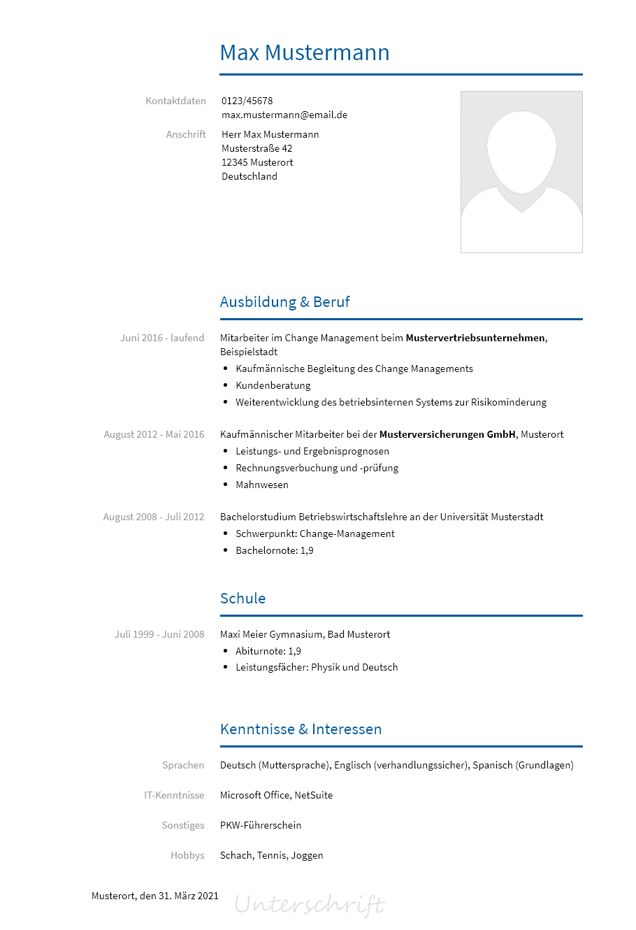 Lebenslauf Change-Manager erstellen