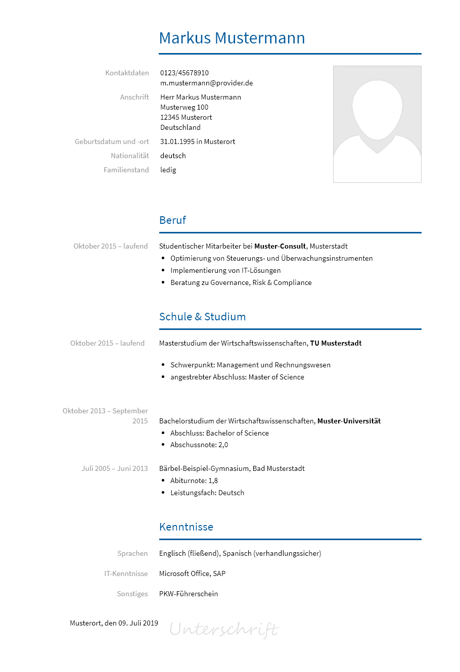 Lebenslauf Consultant erstellen