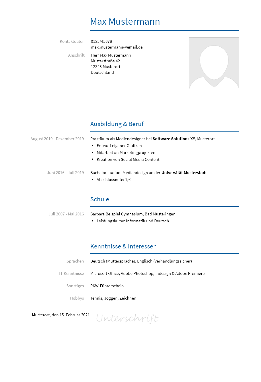 Lebenslauf Content-Creator erstellen