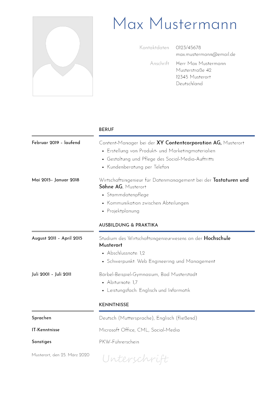 Lebenslauf Content-Manager erstellen