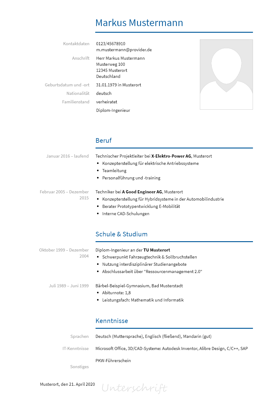 Lebenslauf Ingenieur erstellen