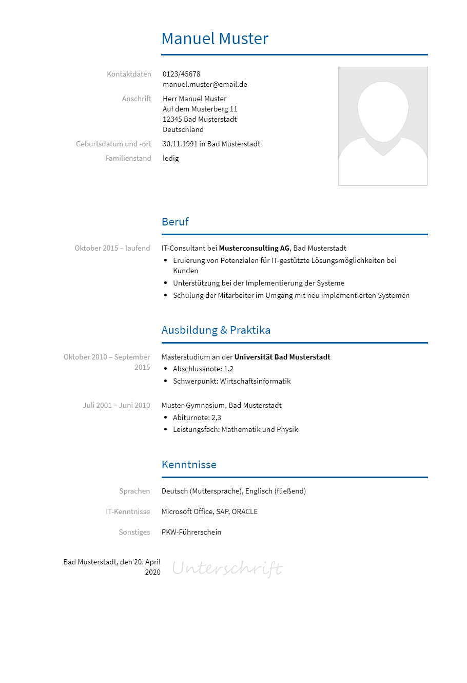 Lebenslauf It-Consultant erstellen