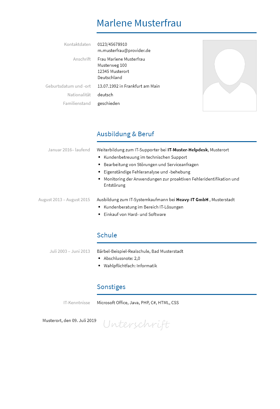 Lebenslauf It-Supporter erstellen