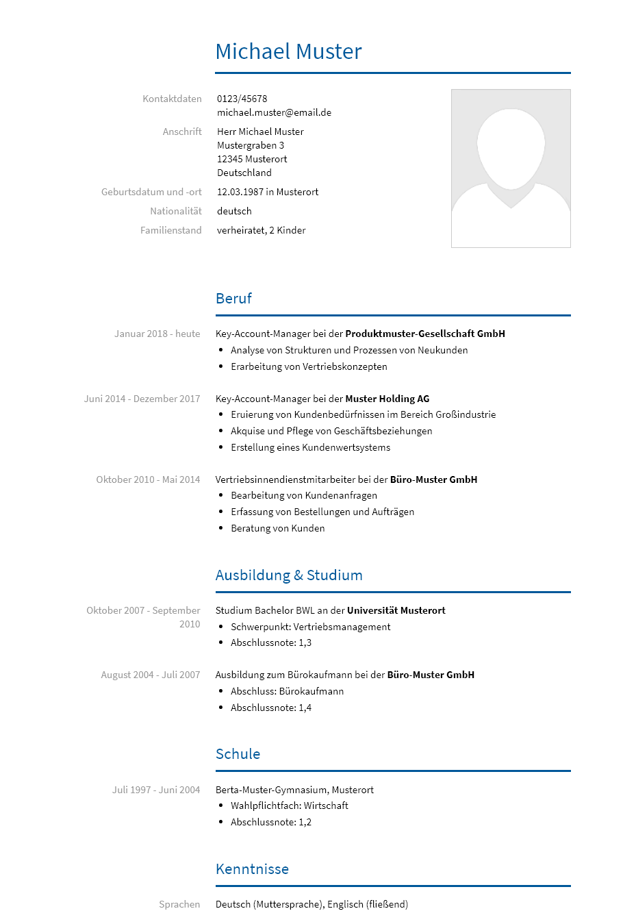 Lebenslauf Key-Account-Manager erstellen