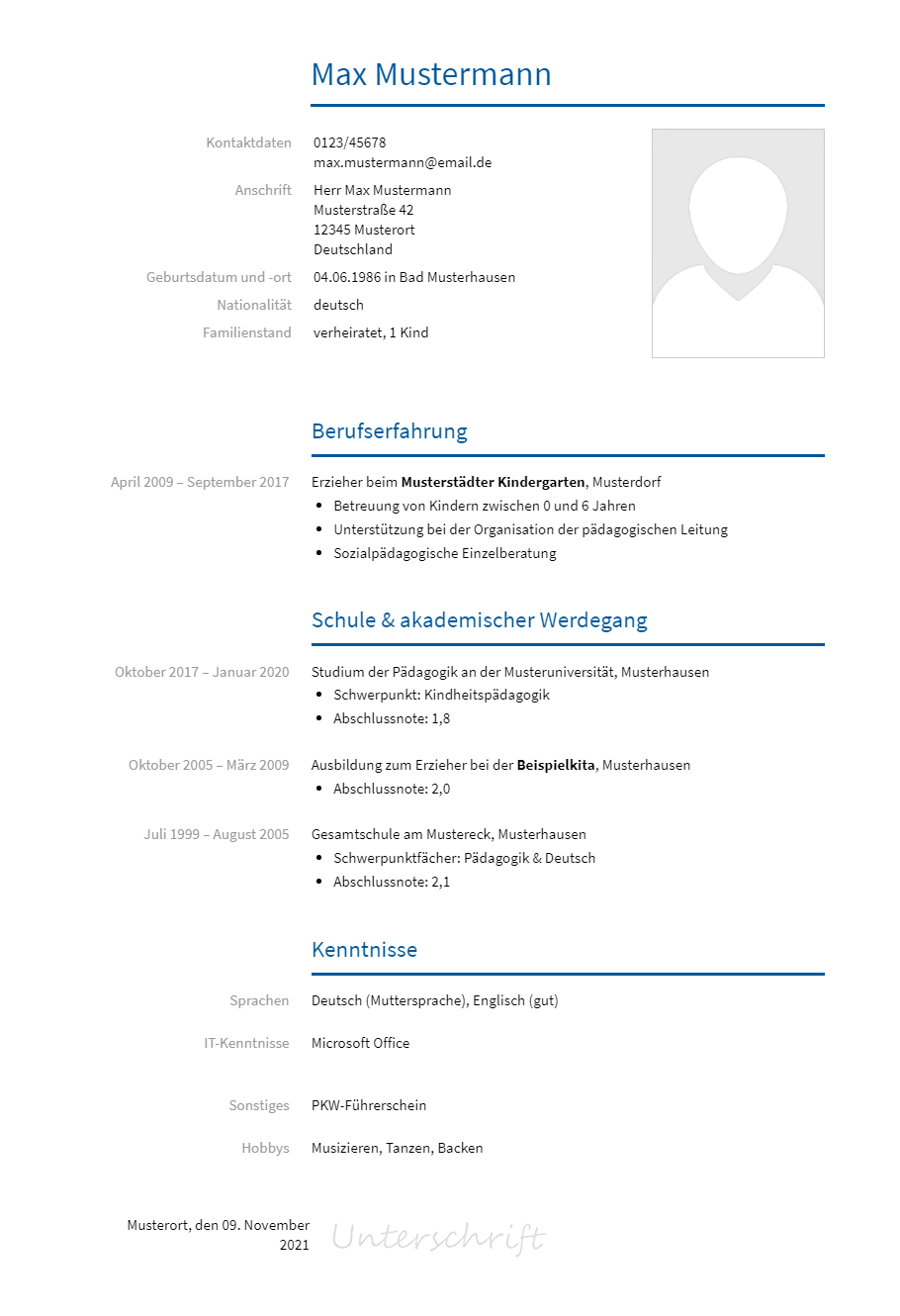Lebenslauf Kindheitspaedagoge erstellen