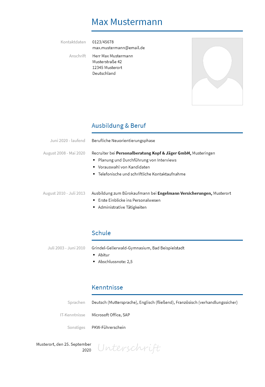Lebenslauf Personalberater erstellen