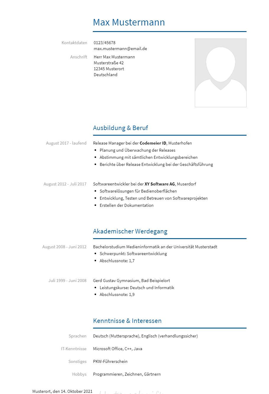 Lebenslauf Release-Manager erstellen