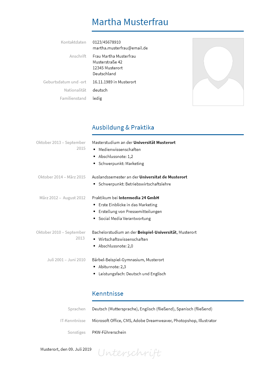 Lebenslauf Trainee erstellen