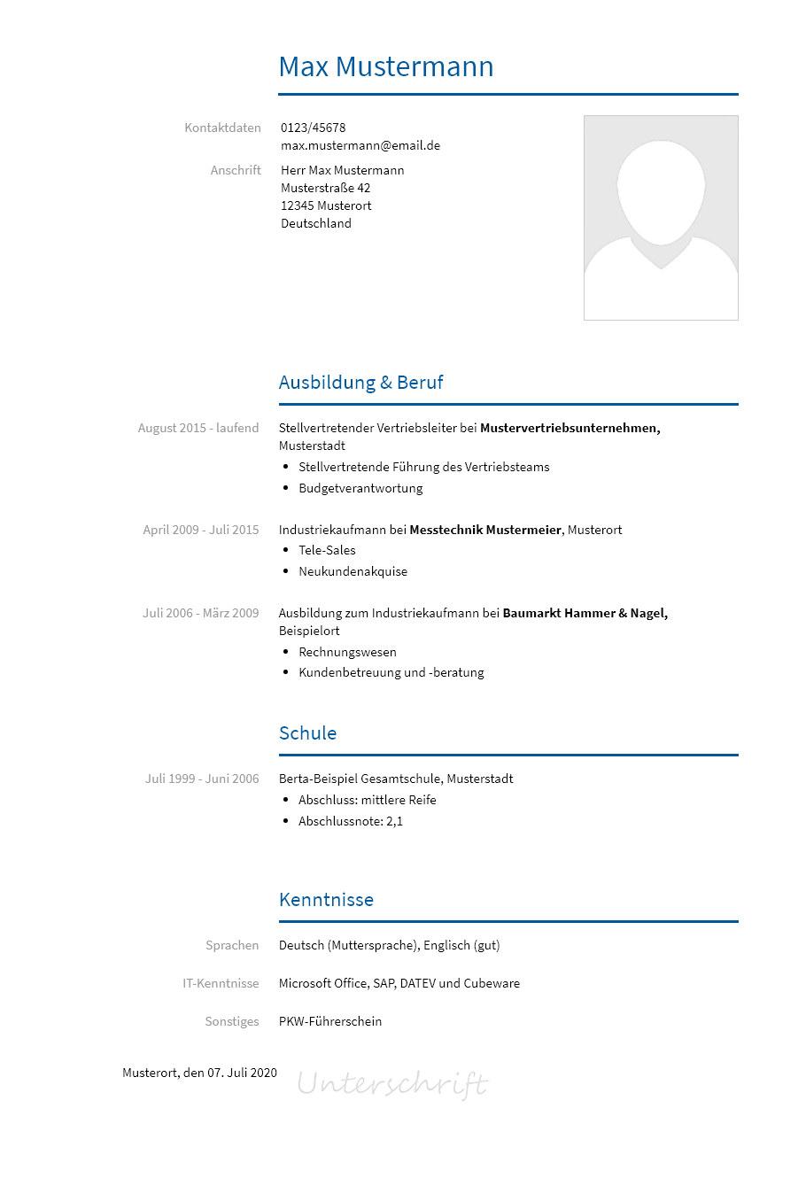 Lebenslauf Trainer-In-Der-Erwachsenenbildung erstellen