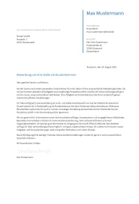 Anschreiben Kundenbetreuer erstellen