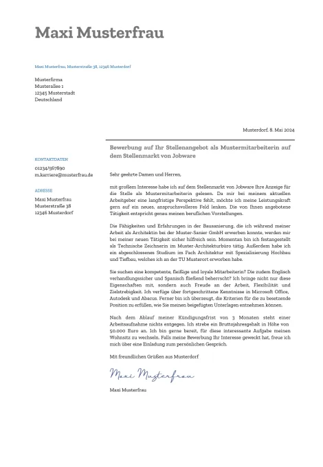 Muster für Bewerbungsunterlagen Muster 2023