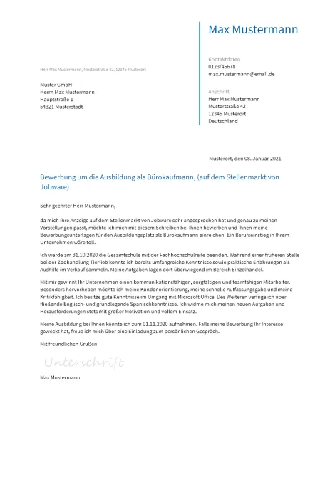 Anschreiben Ausbildung-Buerokaufmann erstellen