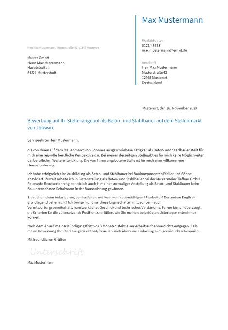 Anschreiben Beton-Und-Stahlbauer erstellen