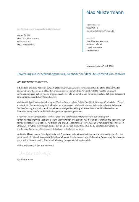 Anschreiben Buchhalter erstellen