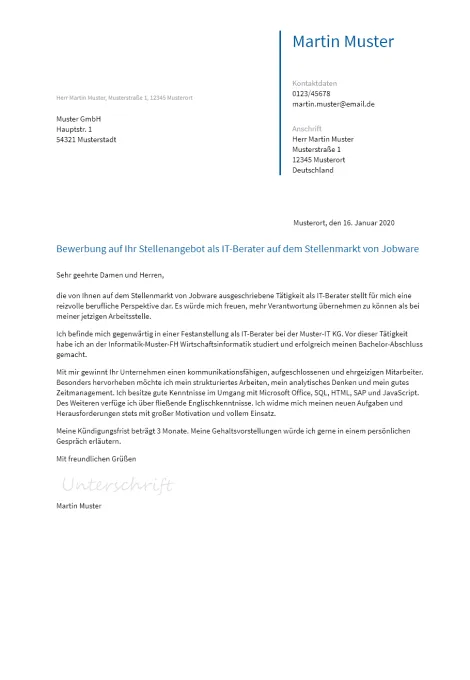 Anschreiben It-Berater erstellen