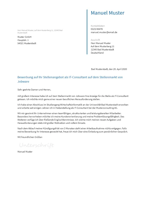 Anschreiben It-Consultant erstellen