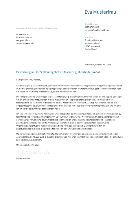 Anschreiben Marketing-Mitarbeiter erstellen