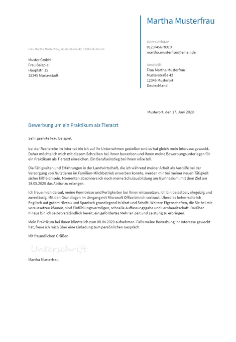 Anschreiben Schuelerpraktikum erstellen