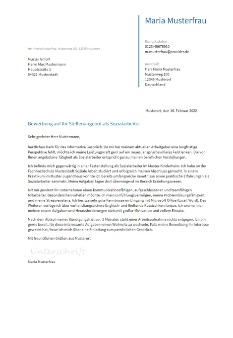 Anschreiben Sozialarbeiter erstellen