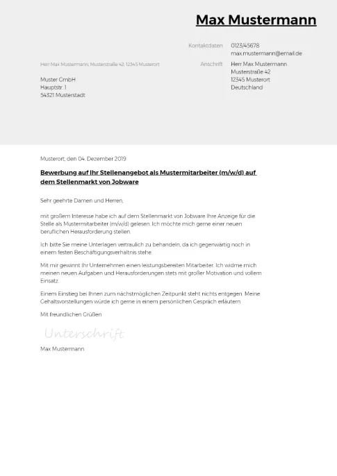 Perfektes Anschreiben