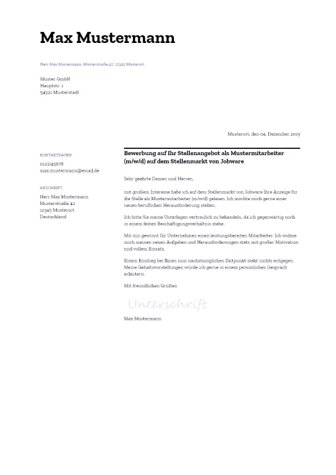 Anschreiben Muster Word