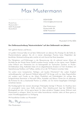 Muster für die Bewerbung aktuell