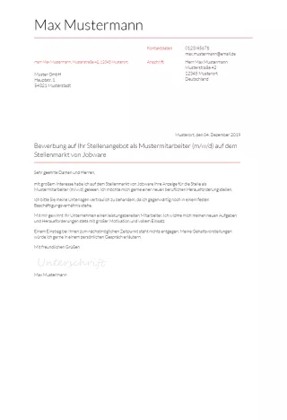 Anschreiben Vorlage Word