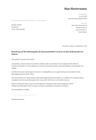 Anschreiben Muster PDF