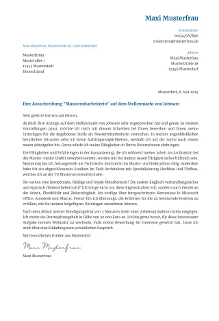 Muster für die Bewerbung Muster Design 1