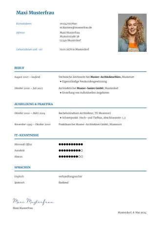 Bewerbung Muster Design 1 - Lebenslauf erstellen