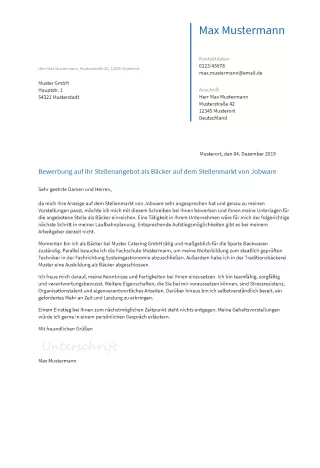 Anschreiben Baecker erstellen