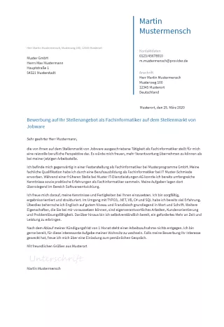 Anschreiben Fachinformatiker erstellen