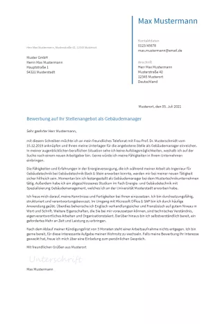 Anschreiben Gebaeudemanager erstellen