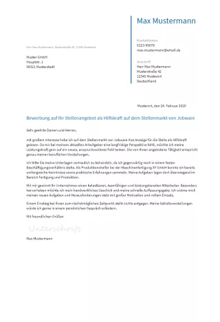 Anschreiben Hilfskraft erstellen